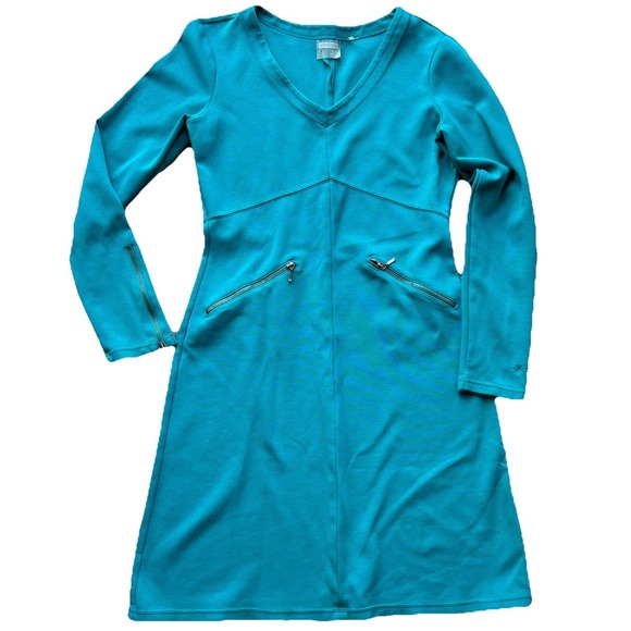 Athleta Dresses & Skirts - Athleta Ponte Celebration Green Knee Length Travel Dress Pockets Size S zippers